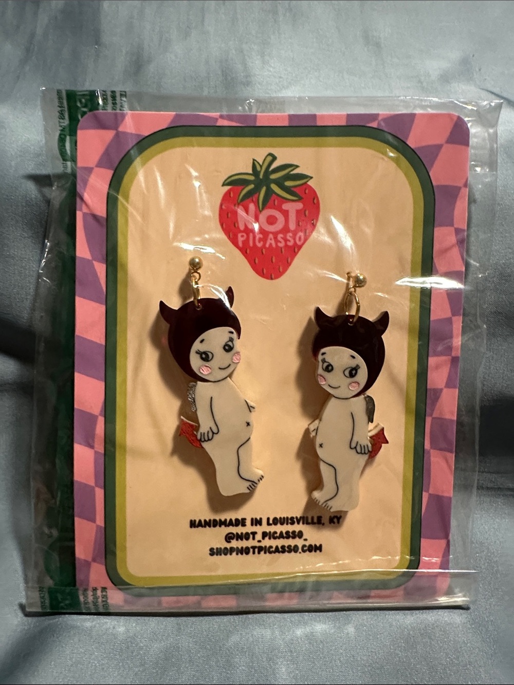 Not So Sonny little devil dangle earrings by Not Picasso